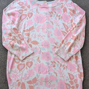 Boden  Pink Floral Wool Blend Sweater w/ Back Button Detail. Women's 8